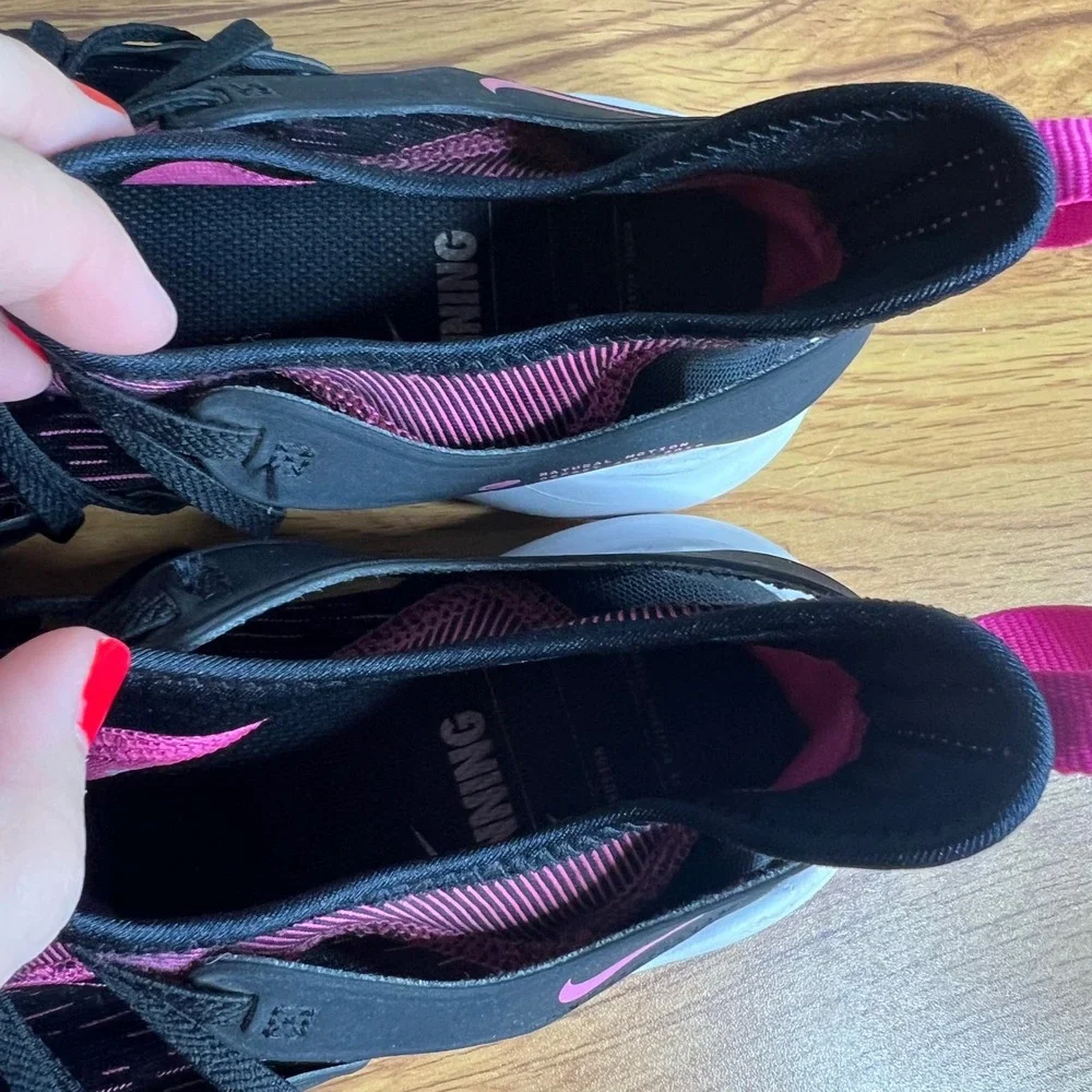 Nike Flex Running Shoes Girls 8 Black Pink‎ Contact 3 AQ7481-002 Sneakers